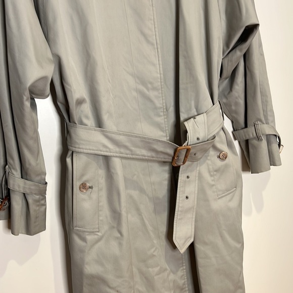 Burberry Sz 12L Vintage Burberrys Gray Trench Coat With Wool Zip Out Lining - Picture 2 of 16